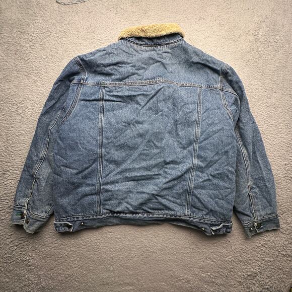 John Deere Sherpa Lined Denim Jean Trucker Jacket Men XL Blue Long Sleeve Pocket - Picture 11 of 12